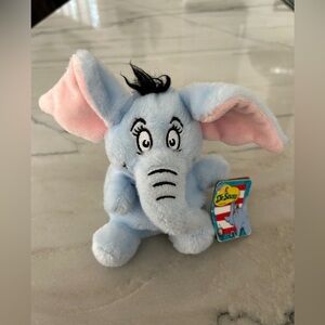 Dr. Seuss Light Blue Elephant Plush with Pink Ears